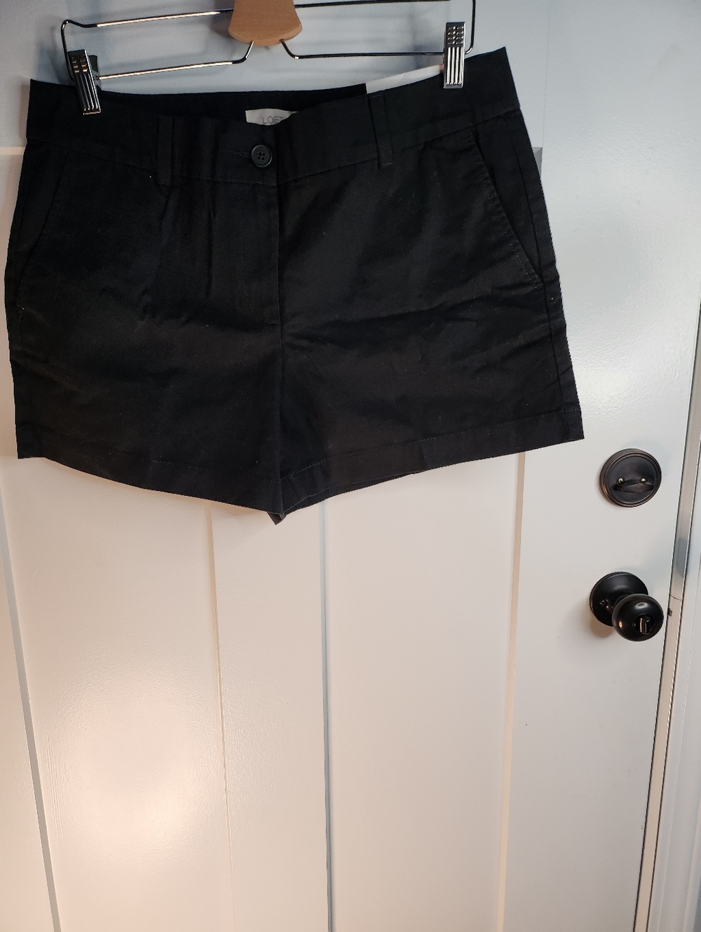 LOFT Black Cotton-Blend Bermuda Shorts